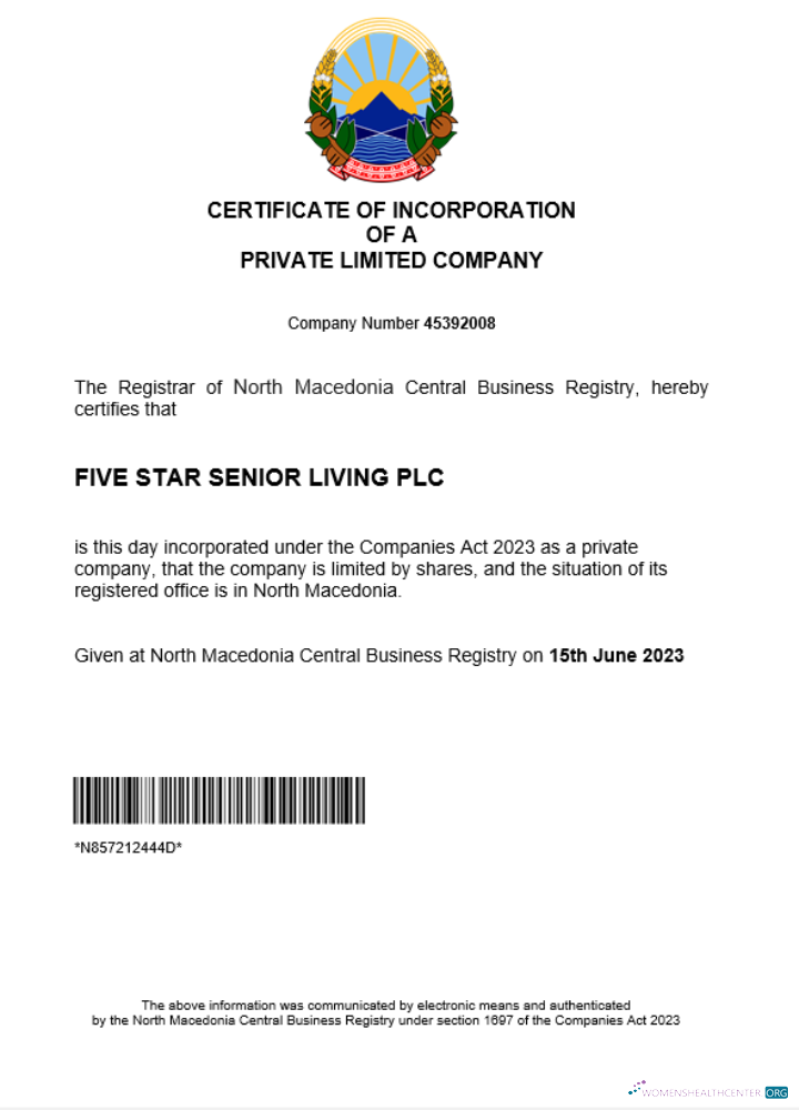 North Macedonia business registration certificate Word and PDF template